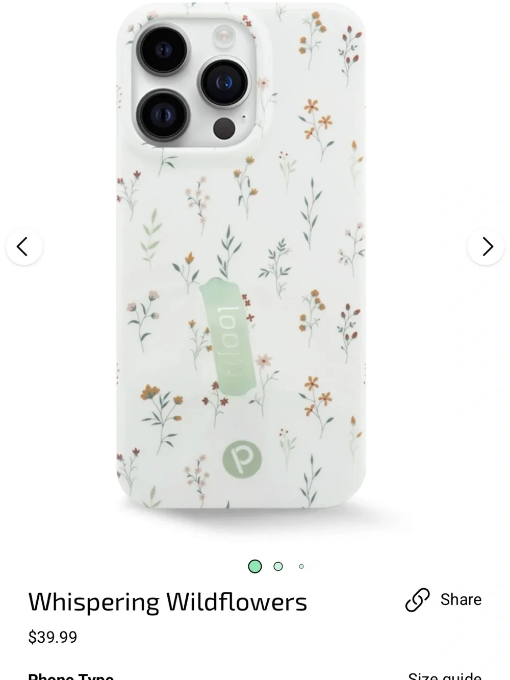 Loopy Case White Floral Phone Case with Green Strap